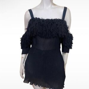 Ashley Stewart Sheer Fringe Detail Off The Shoulder Top
